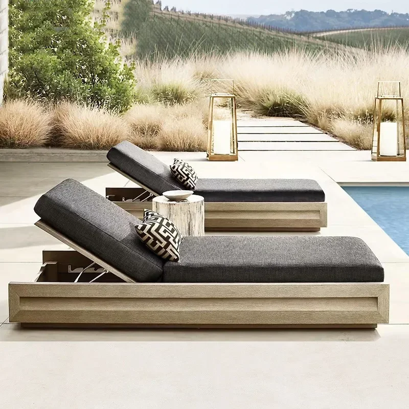 

2026 All Weather Natural Solid Wood Leisure Recliner Garden Swimming Pool Outdoor Furniture Resort Sunbed Sun Chair Beach Lounge