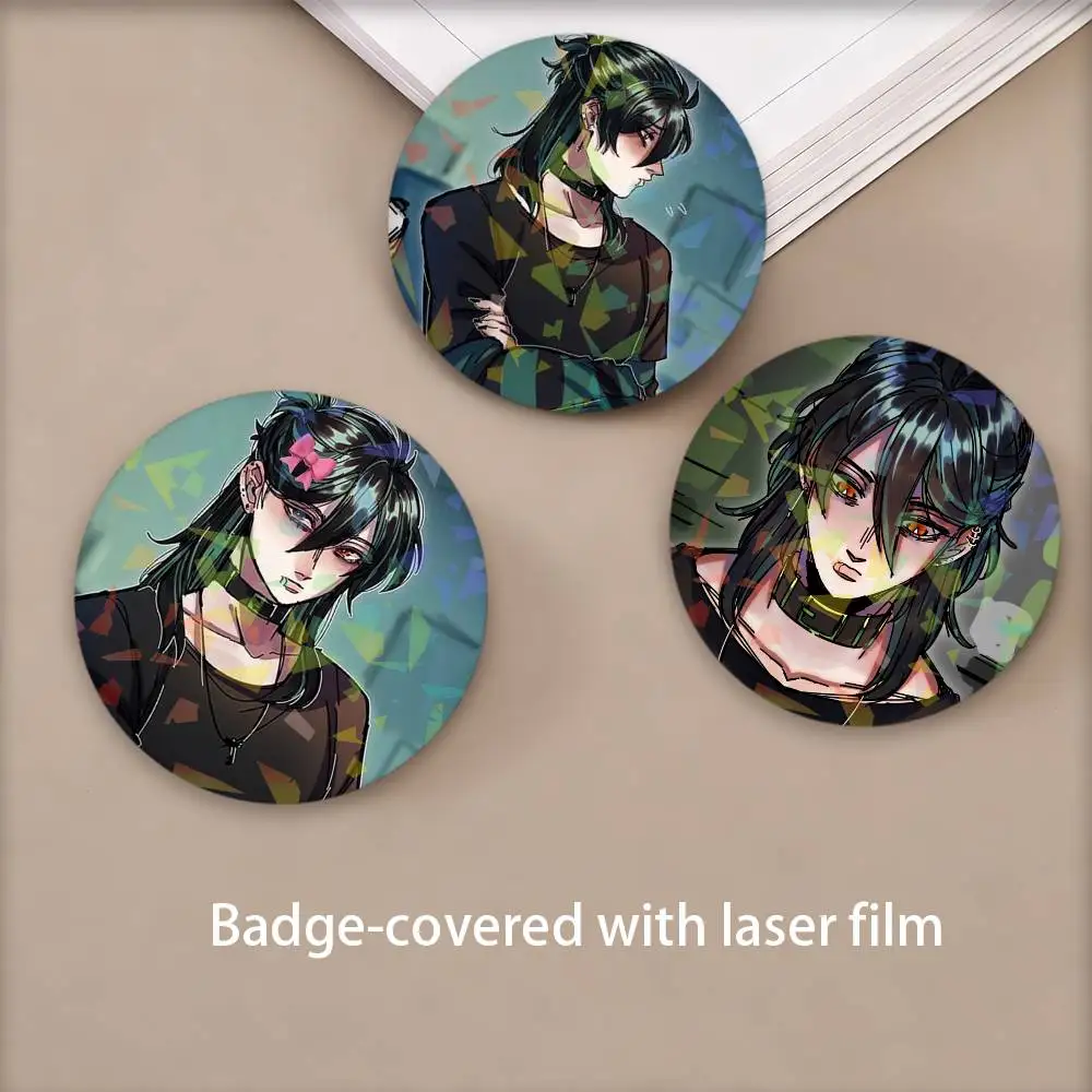Otome Game The Kid at The Back Round Badge Lapel Pins for Backpacks Briefcase Laser Brooch Clothes Gifts