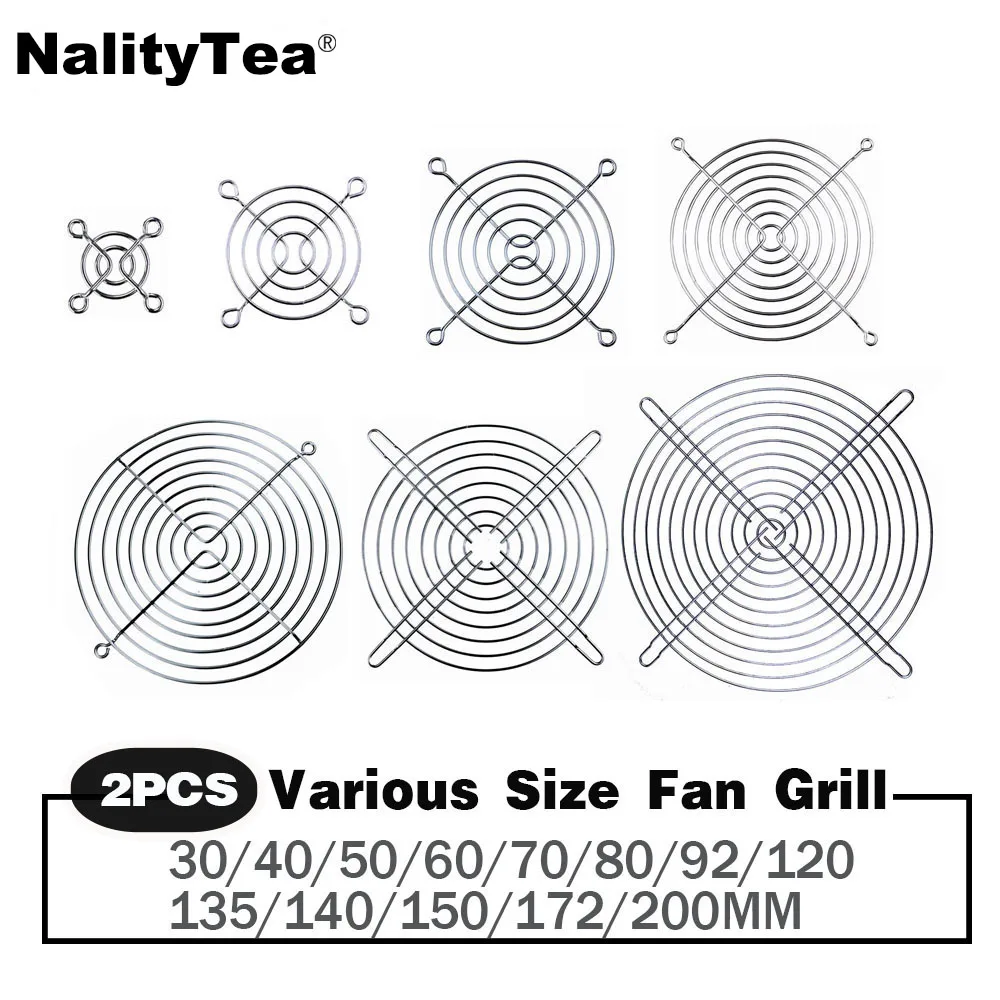 2 szt. Osłona wentylatora chłodzący metalowy Grill wentylator obudowa komputera 30mm 40mm 50mm 60mm 70mm 80mm 90mm 120mm 135mm 140mm 170mm 200mm