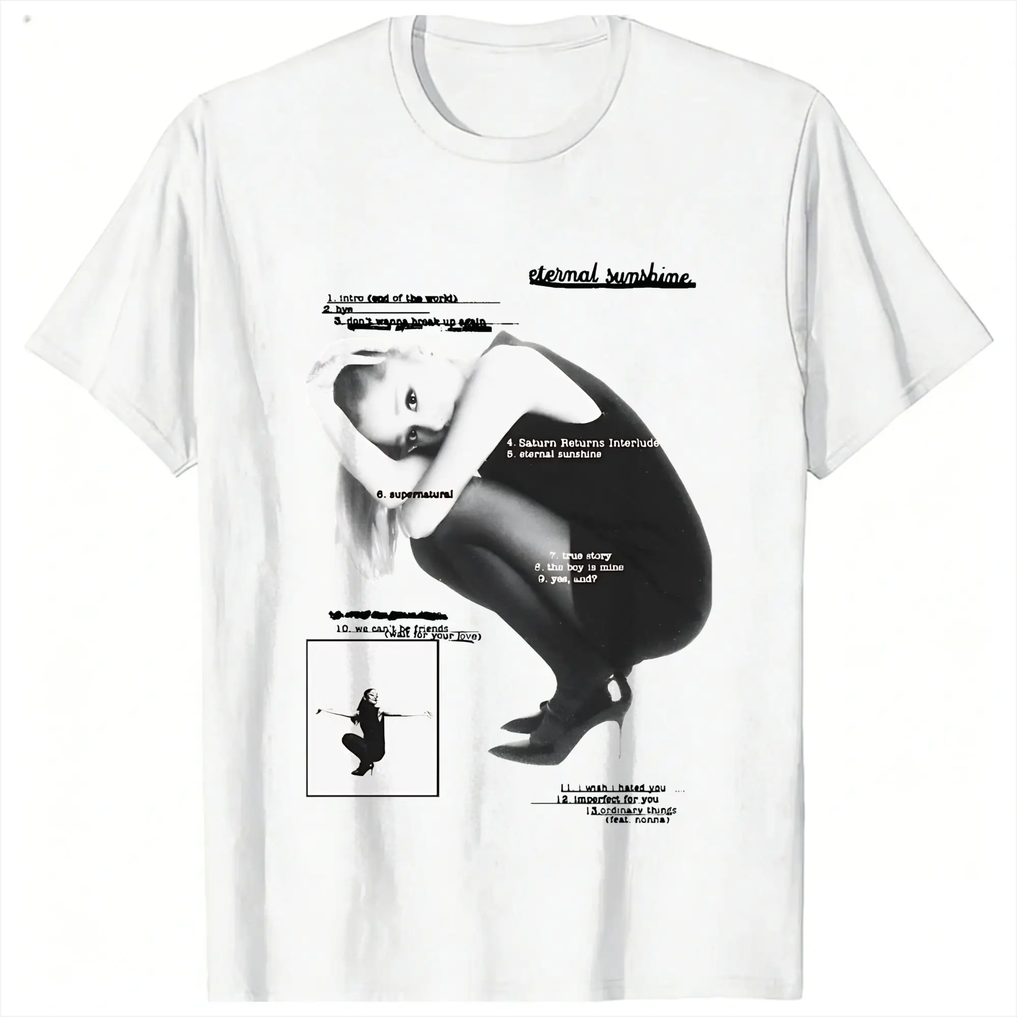 eternal sunshine tracklist Ariana Grande T Shirt  Fashion T-Shirts Short Sleeve Vintage Tshirt Summer Cotton Plus Size Tees