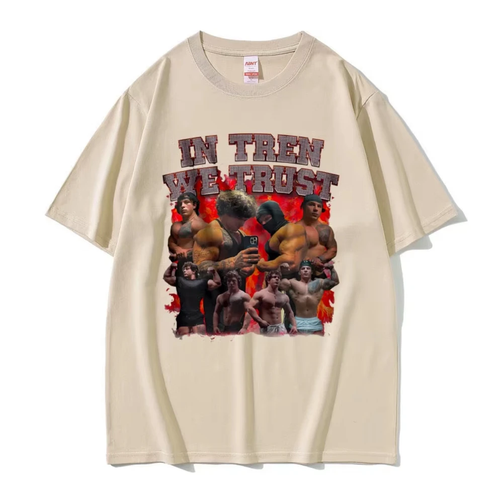 In Tren We Trust Tren Twins T-shirt Male Bodybuilders Fitness Gym T Shirts Men Women Cotton Oversized T Shirts Vintage T Shirt