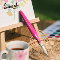 SeamiArt 1pc Short Handle Travel Brush Pen SS25 Goats Nylon Mixture Hair Portable Watercolor Brush