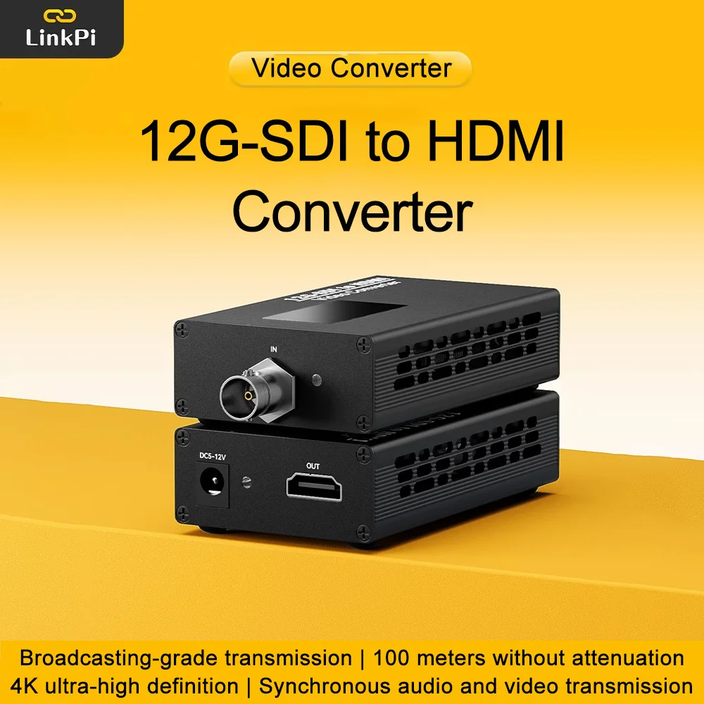 Преобразователь 12G-SDI-HDMI 4kp60 BNC класса вещания для мониторинга безопасности, производства Радио и телевизионных программ