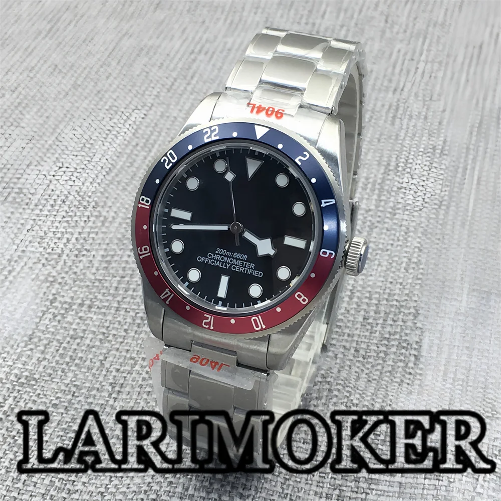 LARIMOKER 39mm Men's Mechanical Watch C3 Luminous Watch NH35/PT5000 Movement Domed Sapphire Crystal Stainless Steel Strap