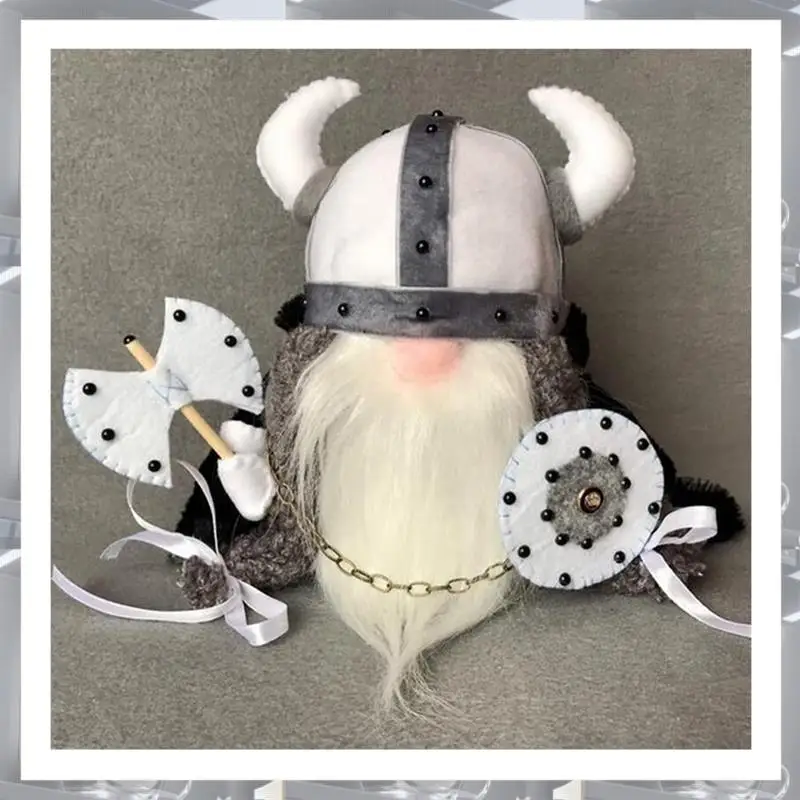 A84F-3PCS Halloween Viking Warrior Gnome  Fall Farmhouse Gnome Plush Decor Indoor Cute Scandinavian Style Gnomes