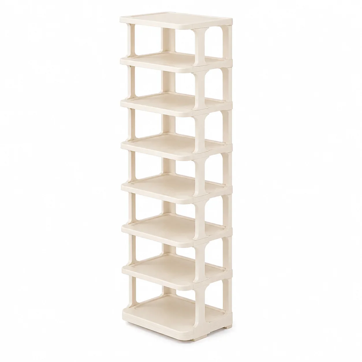 Sturdy Multi-Layer Plastic Shoe Rack Space Saving Entryway Organizer for Home Dorm Small Apartment Entrance Storage Beige-9Tier