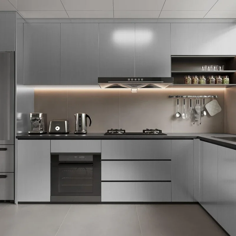 Silver Contact Paper Self Adhesive Decorative Film Silver Metallic Wallpaper for Kitchen Stainless Steel Household Appliance