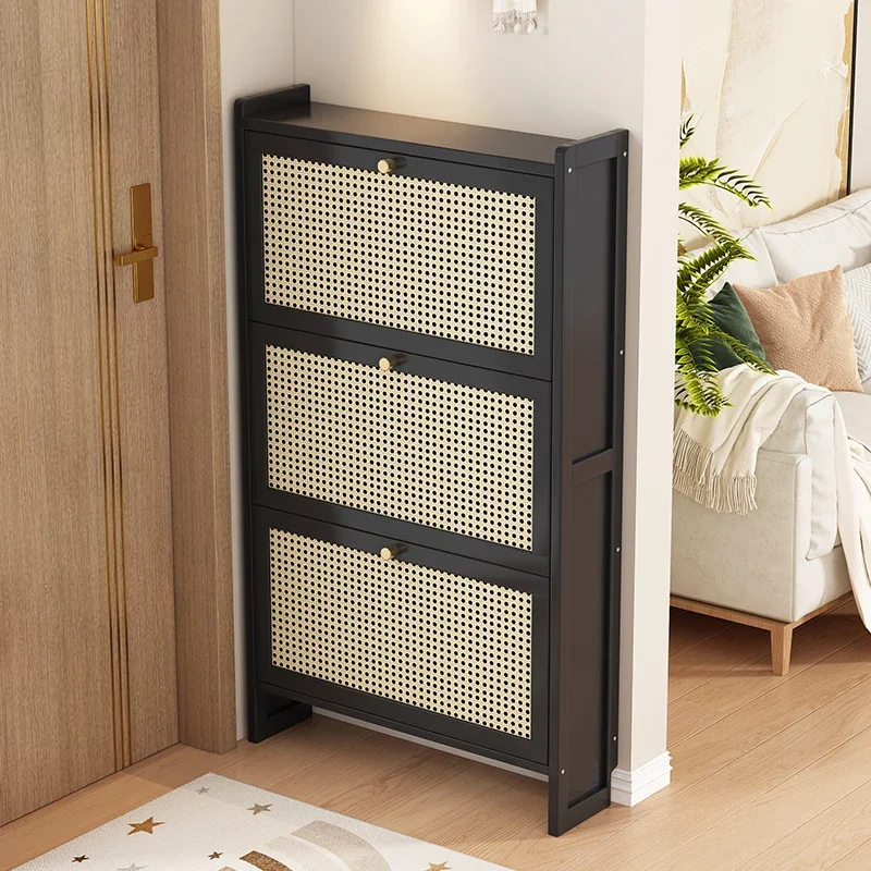Rotating Shoe Cabinet Ultra Thin Solid Wood Small Narrow Entrance Cabinet Storage Simple Shoe Rack Sapateira Home Furniture