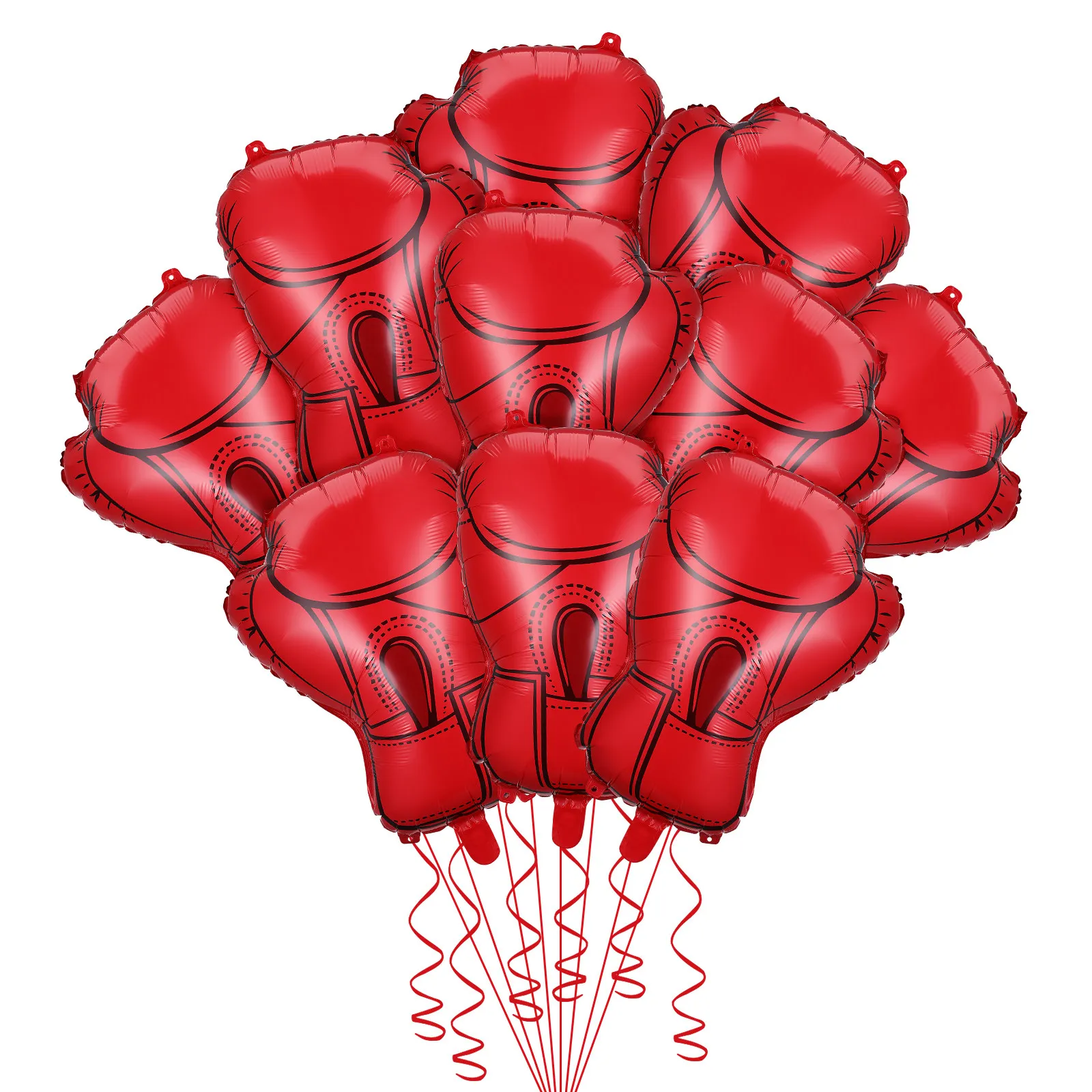 10Pcs Foil Boxing Balloons Realistic Glove Birthday Party Decorations Wrestling Gym Theme Inflatable Sealing Strip