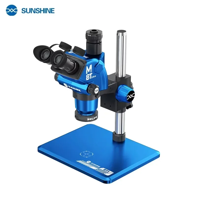 SUNSHINE M8T Ultra Trinocular Stereo Microscope 6-72X with a Wider Zoom Range Suitable for Longer Working Distances