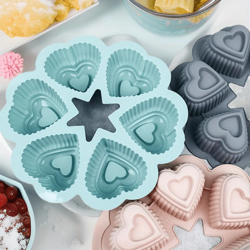 1pc Silicone Heart-Shaped Cake Mold - Food-Grade Non-Stick Baking Tray for DIY Chocolates, Cakes, Valentine'S Day & Home Baking