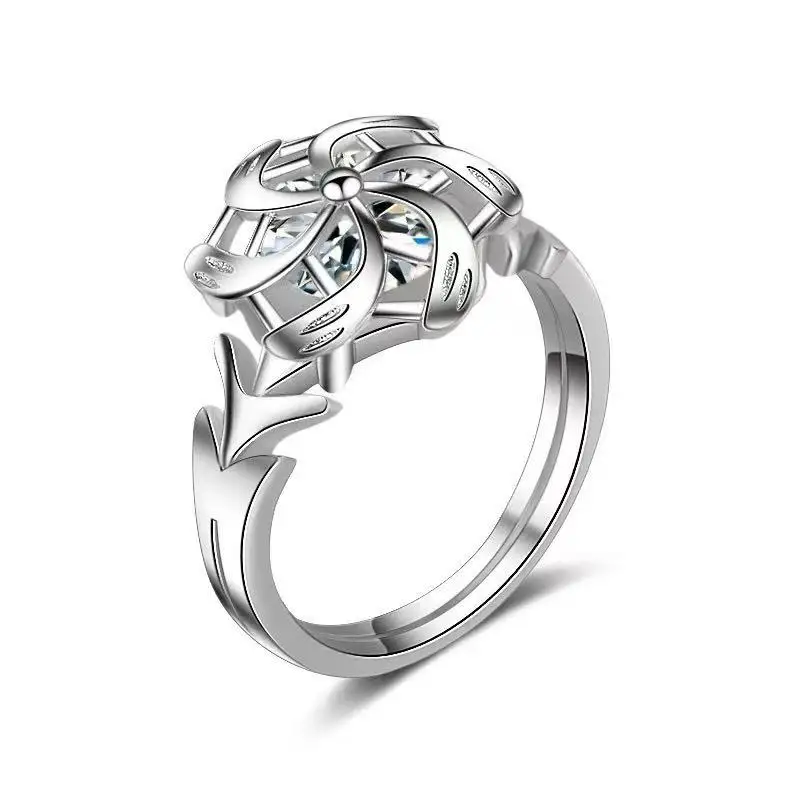 Anello da donna autentico in argento sterling 925 Anello da fidanzamento con zirconi Galadriel Nenya