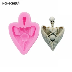 Halloween wings skull man resin jewelry accessories drip molds chocolate cake dessert decoration silicone molds