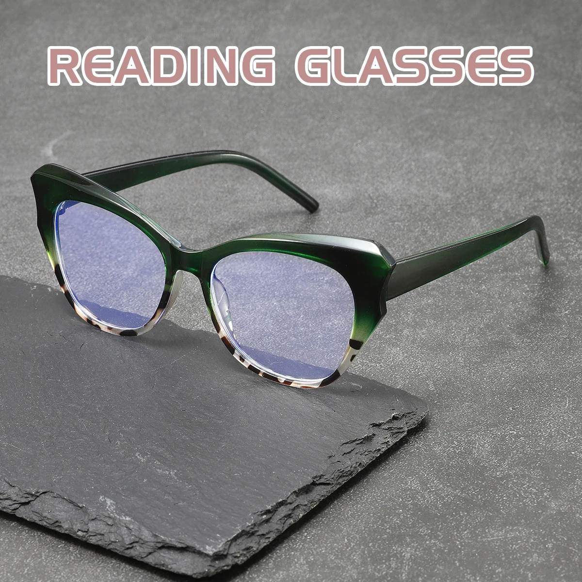 

WEIPO Women Fashion Cat Eye Anti Blue Light Reading Glasses Double Color Large Frame Lady's Prescription Eyewear Frames