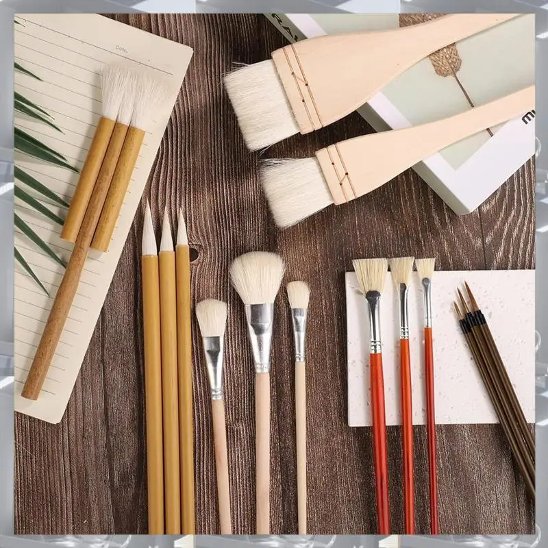 

Hot Selling- Brushes Set,15Pcs Wooden Acrylic Paintbrushes Pottery Glaze Tool Supplies Art Accessorie For Watercolor Pain