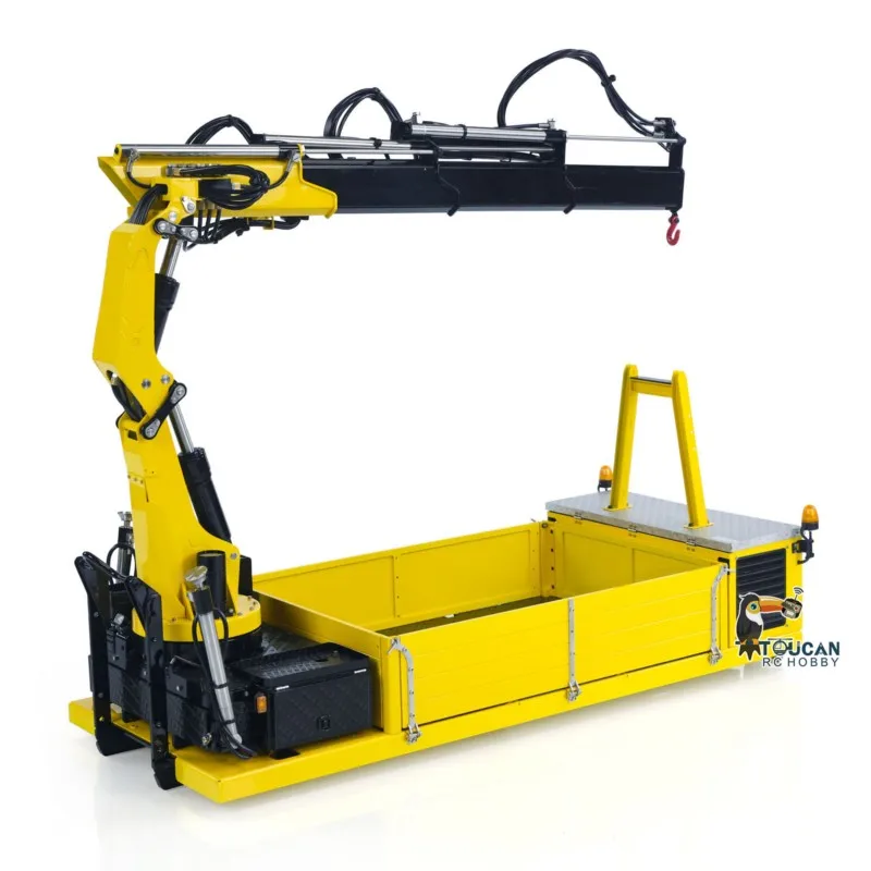 LESU Metal 1/14 Cargo Box Hydraulic Crane for LESU Roll on Off Dumper Truck RC Accessories 7CH Valve with Lights DIY Model Gifts
