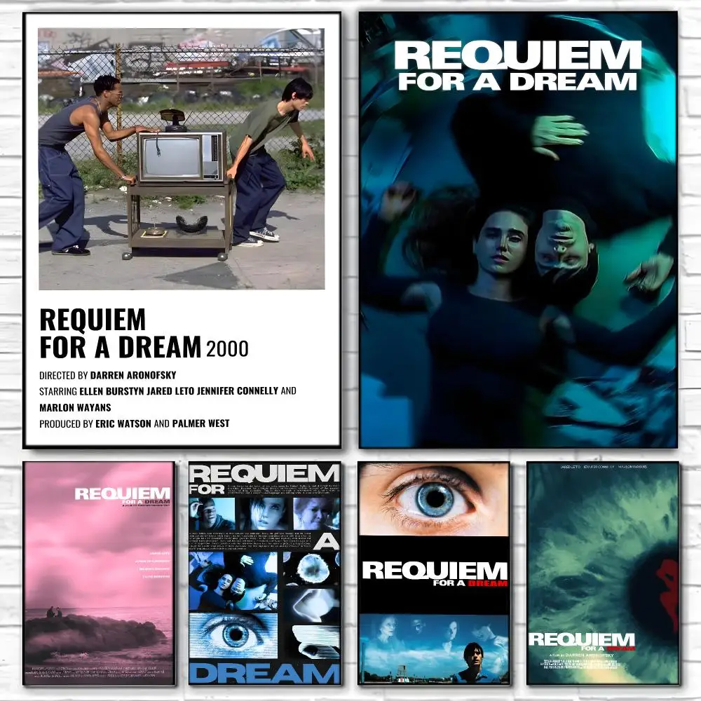 Psychological Drama R-Requiem for a Dream Poster  Self-adhesive Art Waterproof Paper Sticker Coffee House Bar Room Wall Decor