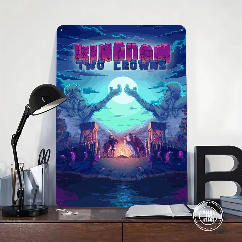 Kingdom Two Crowns Game Cover Art Metal Poster Customized Wall Art Retro Vintage Metal Signs for Man Cave Decoration Home Decor
