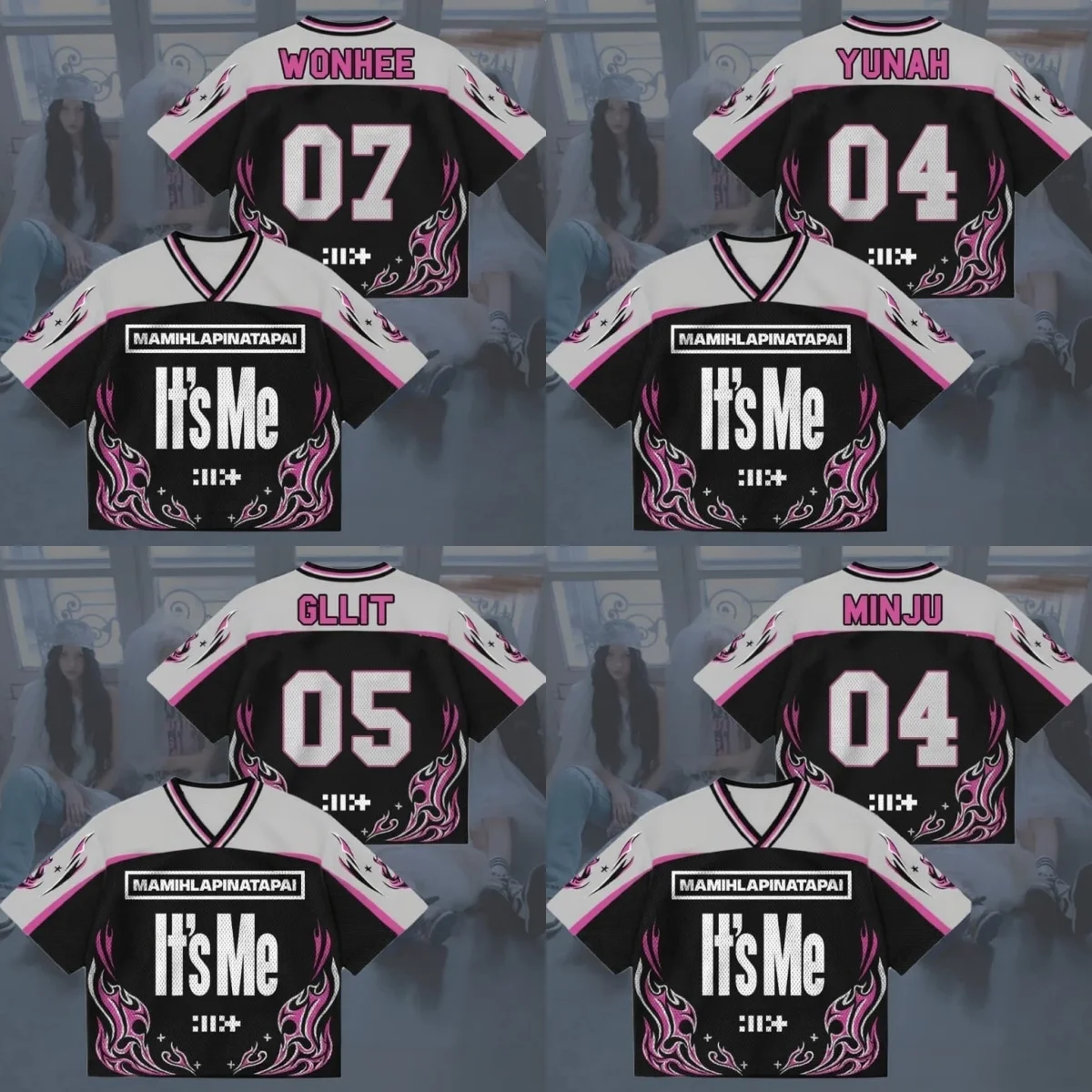 Family Replica Inspired Cropped V‑Neck Sport Jersey, Black‑Pink‑White Graphic Print, Breathable Polyester Tee Quick‑dry Fabric