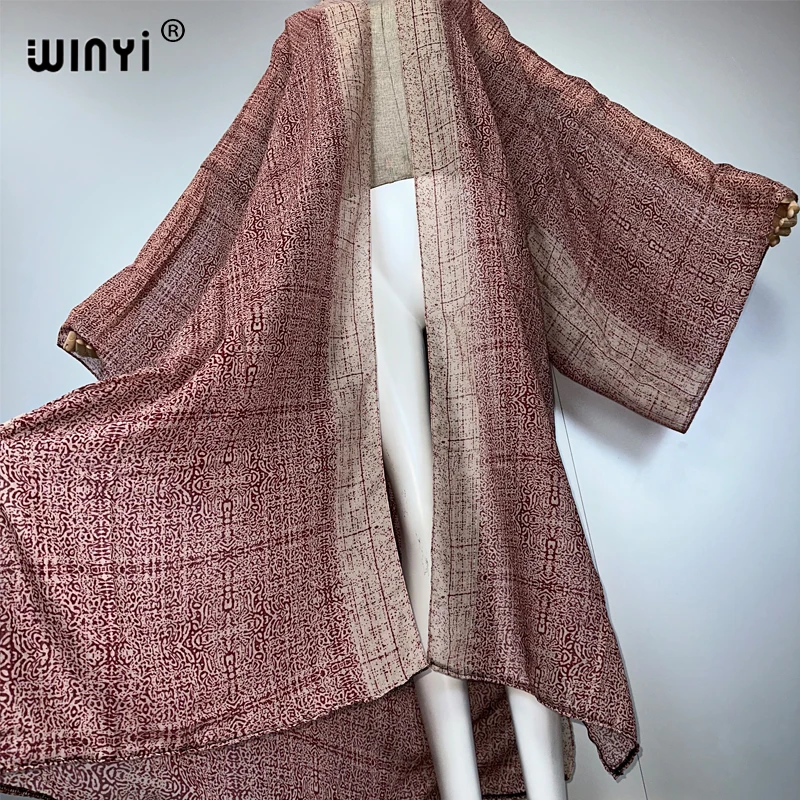 WINYI zomer outfit kimono afrika mode print strand cover up retro jurk vesten strandkleding vrouwen abaya dubai luxe kaftan
