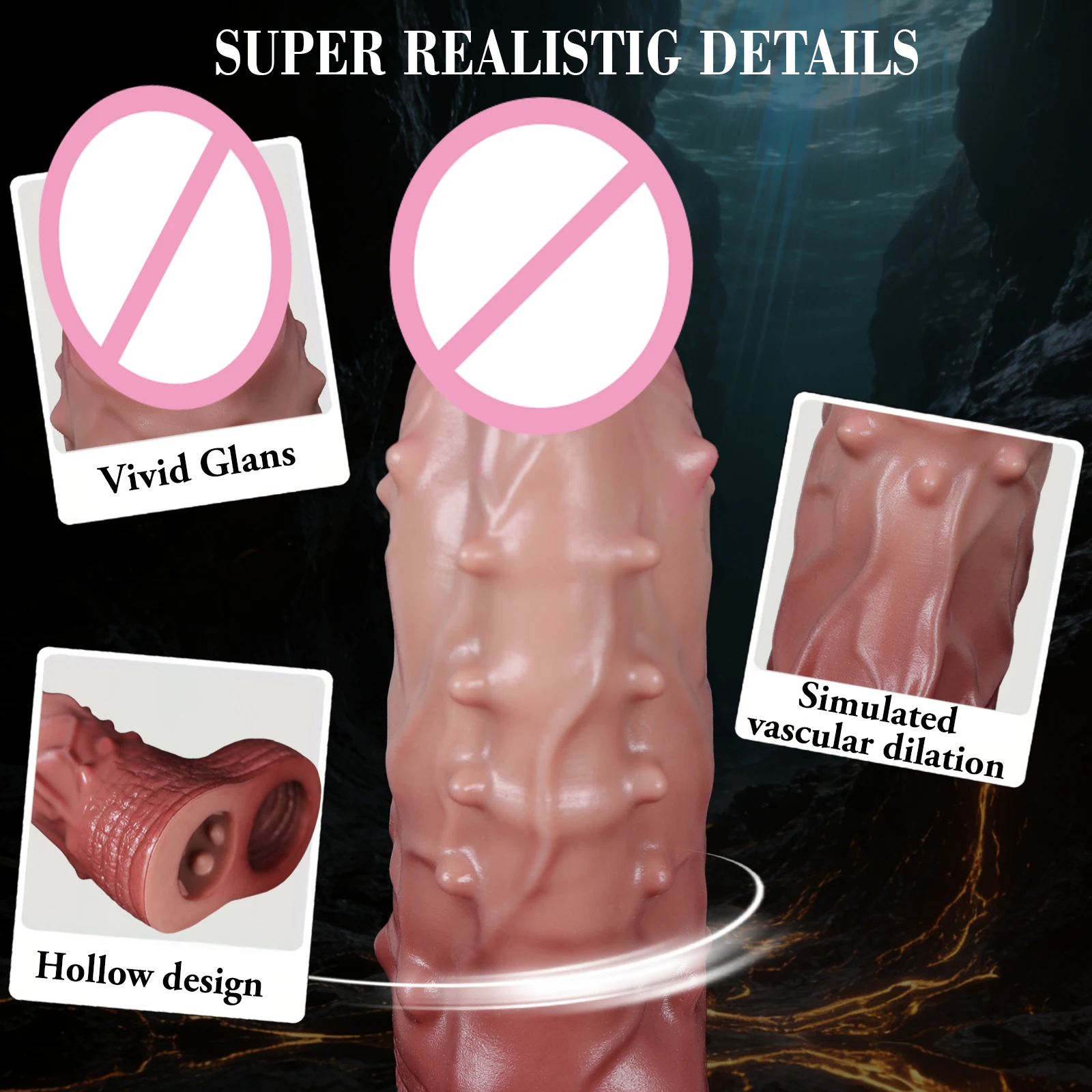 Sex Toys For Male Soft Silicone Penis Sleeve Spike Extended Enlargement Time Delay Cock Cover Real Ejaculation Cock Men Extender view 3