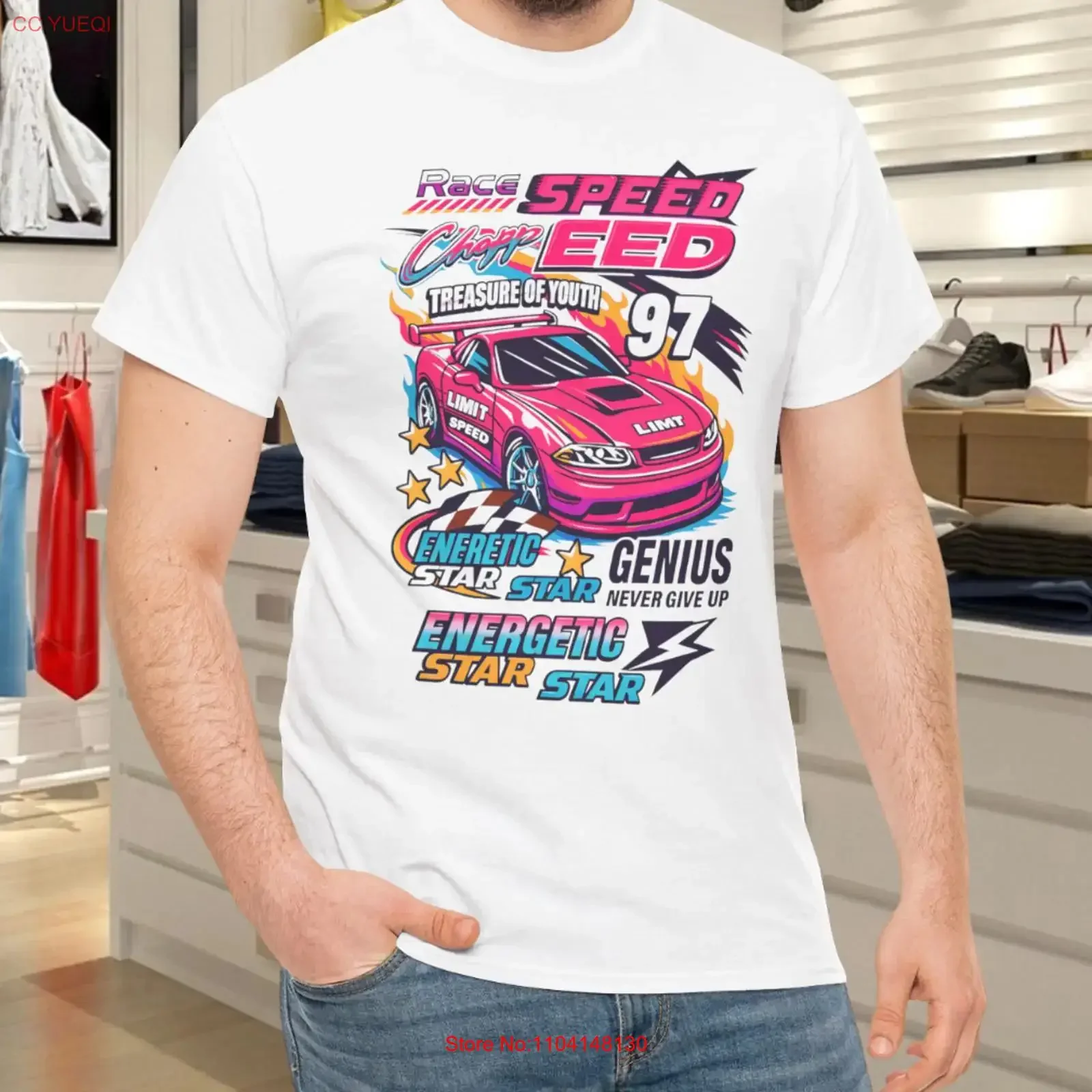 Race Speed Champ 97 Energetic Star Car T Shirt vintage Washed Soft designer clothes Slightly homme Stretched Comfortable