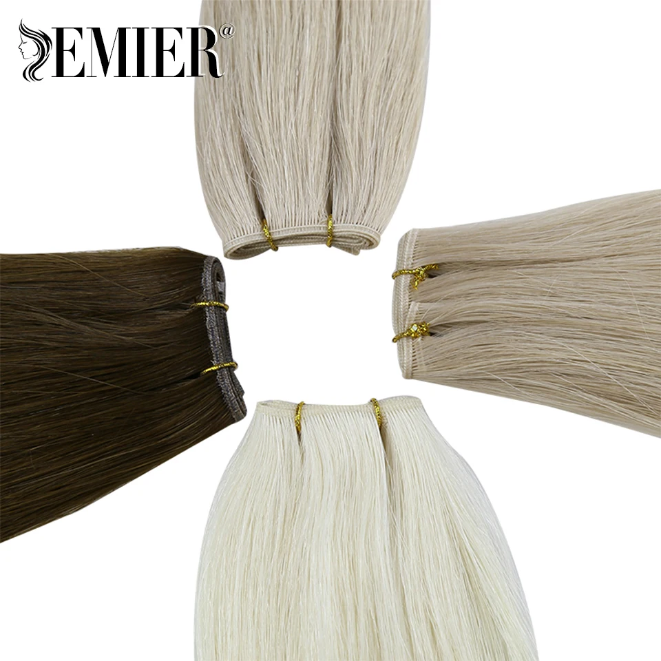 Genius Weft 100G/pc Double Drawn Natural Straight Invisible Human Hair Extensions Full End High Quality Virgin Hairpiece