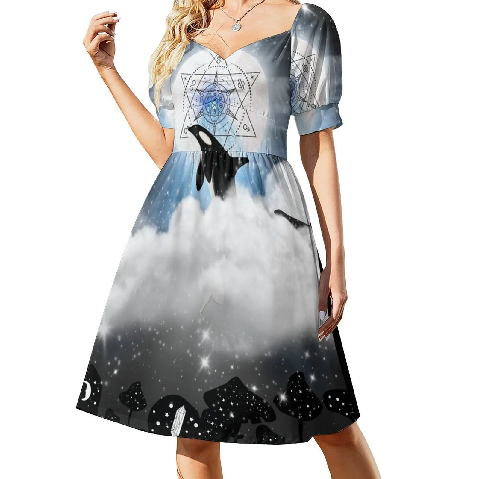 

AwakenATX Orcinus Short-Sleeved Dress long sleeve dress birthday dresses for women Women's clothing clothes for woman