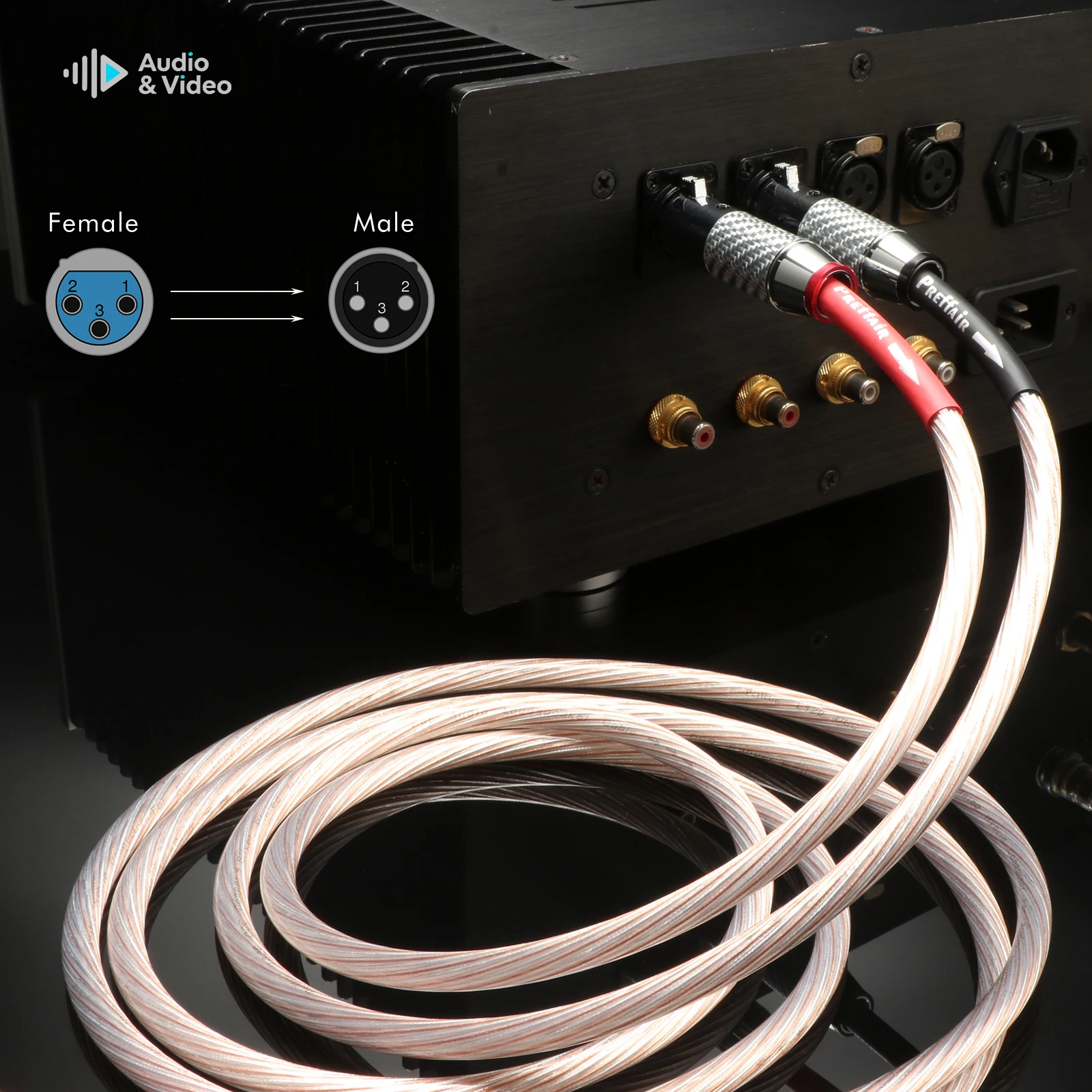Pair 7n OCC XLR Cable Silver Mixed XLR Balance 3 Pin XLR Balanced Cable 2XLR Male Cable for DAC DVD CD Power Amplifier
