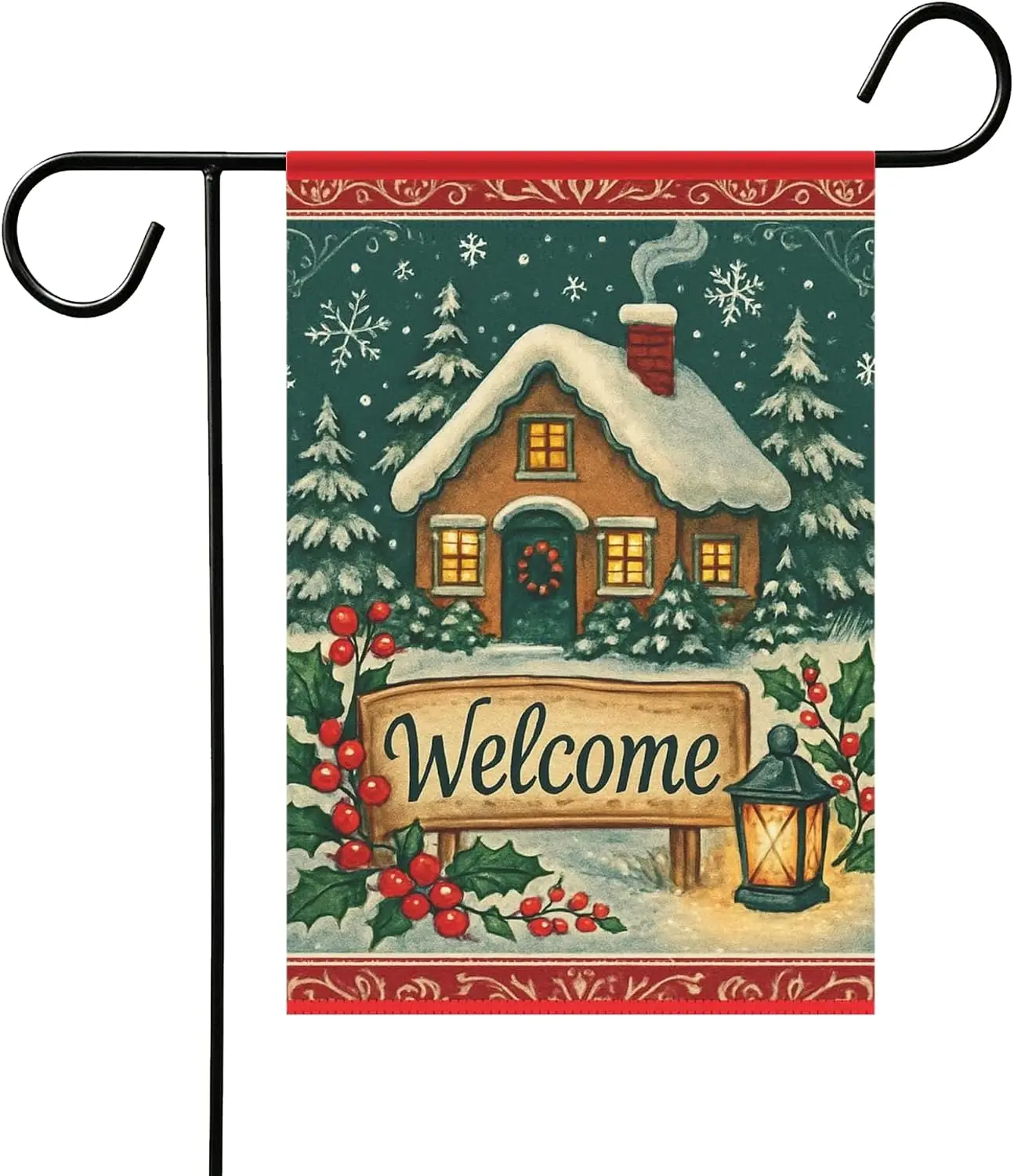 Christmas Welcome Garden Flag 12x18 Inch Snowy Cottage Yard Decor Flag | Christmas Welcome Garden Flag 12x18 Inch Snowy Cott xxl