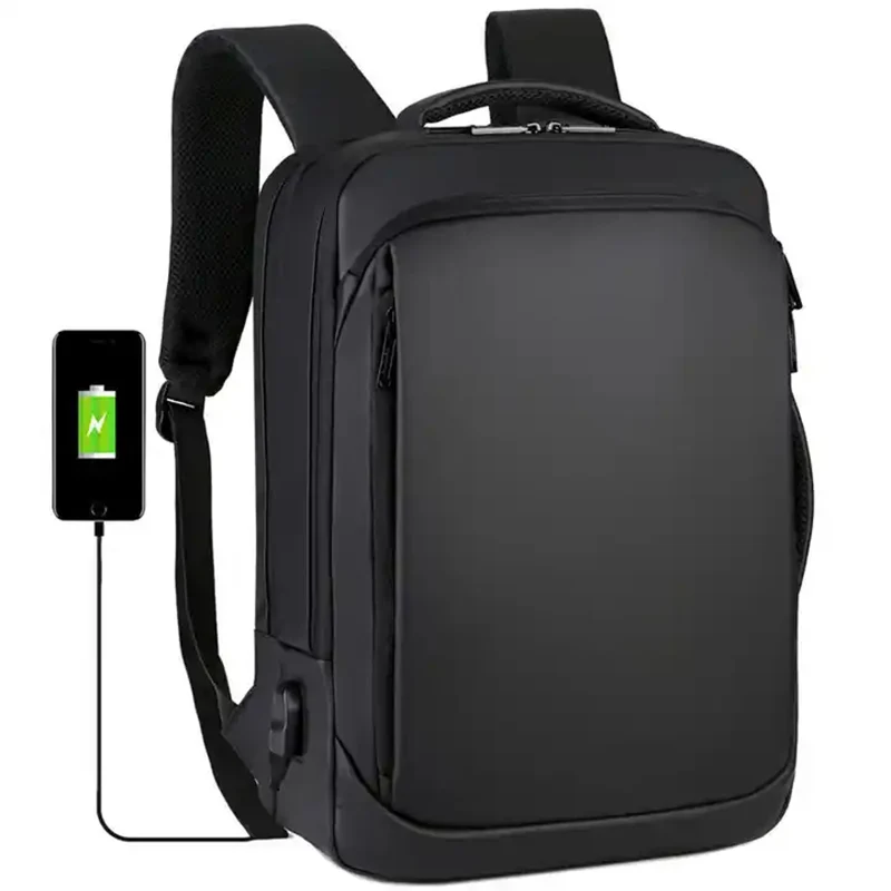 Impermeável Laptop Mochila com Carregador USB, Mochila Negócios, Outdoor Leisure Travel Bag, 15,6\