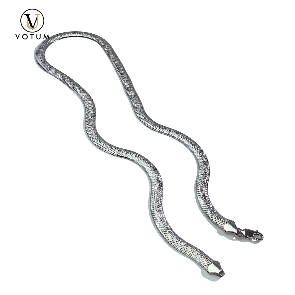 Votum, collar de cadena de serpiente plana chapado en oro de 18 quilates de plata 925 de 6,5mm para mujer, gargantilla hecha a mano de estilo italiano, joyería de lujo, regalo para hombre