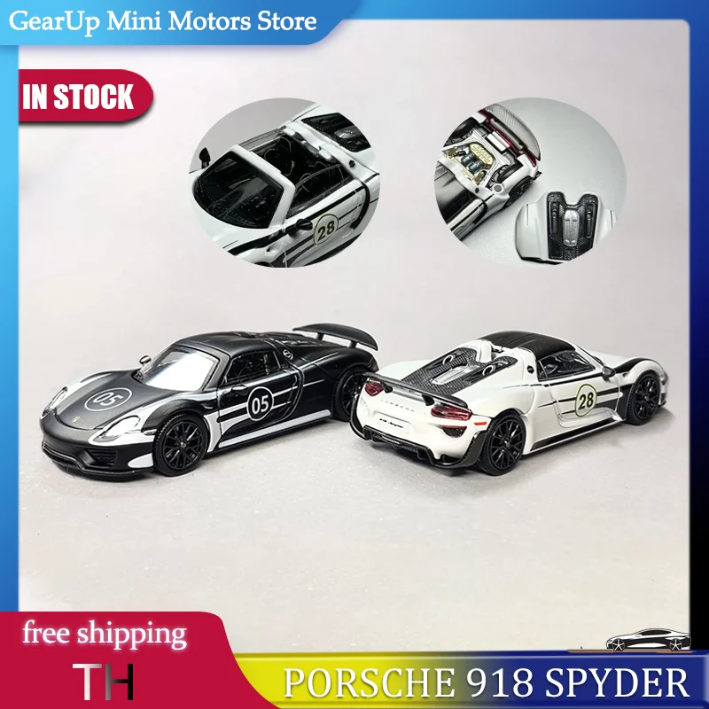 

New In Stock Trends Hobby 1:64 Porsche 918 Spyder Alloy Miniature Diecast Model 2026 Gt Show Removable Roof Magnetic Cover Toys