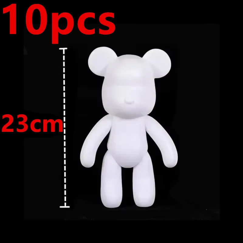 Wholesale 10pcs DIY Painting White Embryo Fluid Plastic Hand Painting Violence Bear Toy Model Doll Building Block Bear Doll Gift