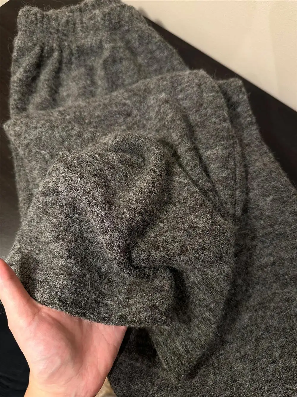 Women Wide Leg Pants Gray Thick Korean Casual Winter High Street Loose Woolen Versatile Straight Leg Circle Wool Trousers