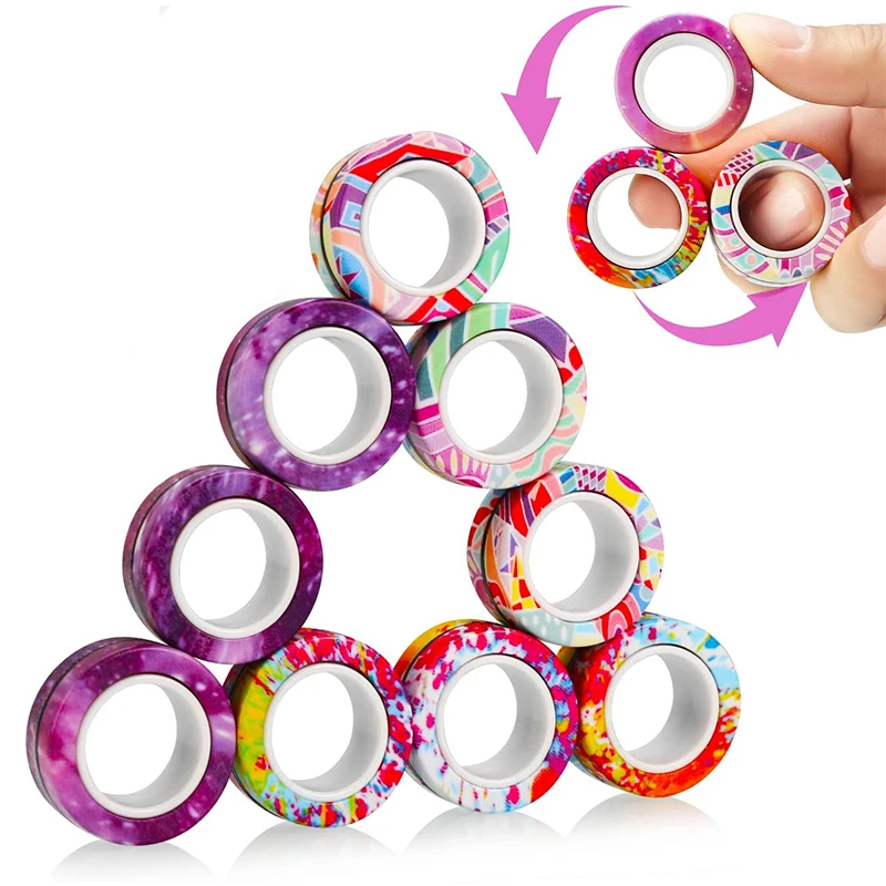 Anelli magnetici Fidget per TDAH Antistress Anelli magnetici colorati Set di giocattoli Fidget per l'allenamento Allevia l'ansia dell'autismo Regalo