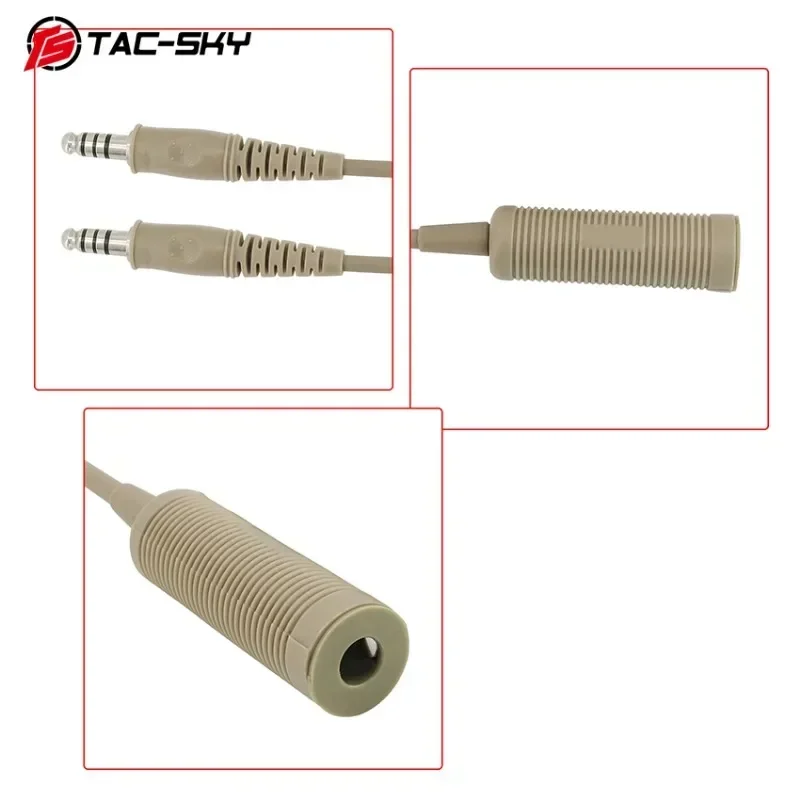 TAC-SKY Tactical Military Headset Adapter Single Pass to Dual Pass Cable for Tactical Comta Sordin Shooting Headphone