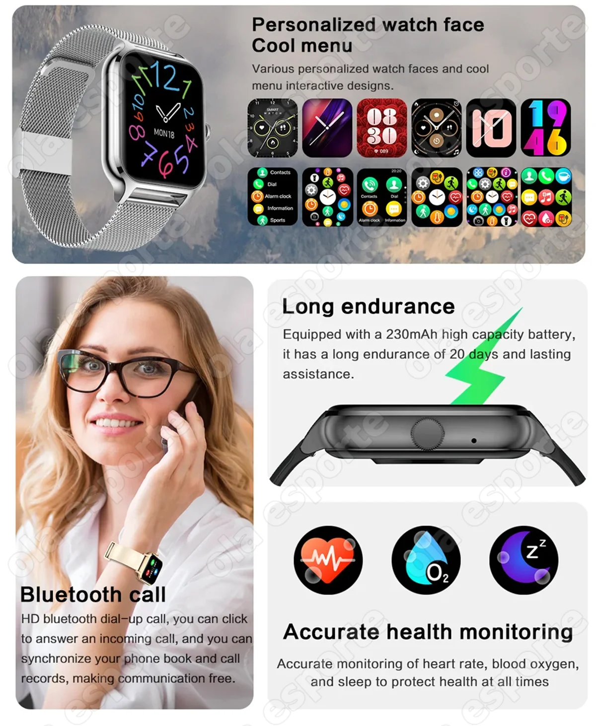 2026 Outdoor Smartwatch Herzfrequenz BT Anrufannahme Schlaf-Gesundheitsüberwachung Wetter Sport Schrittzähler Nachrichten-Push Smartwatch H10 – Detail 3