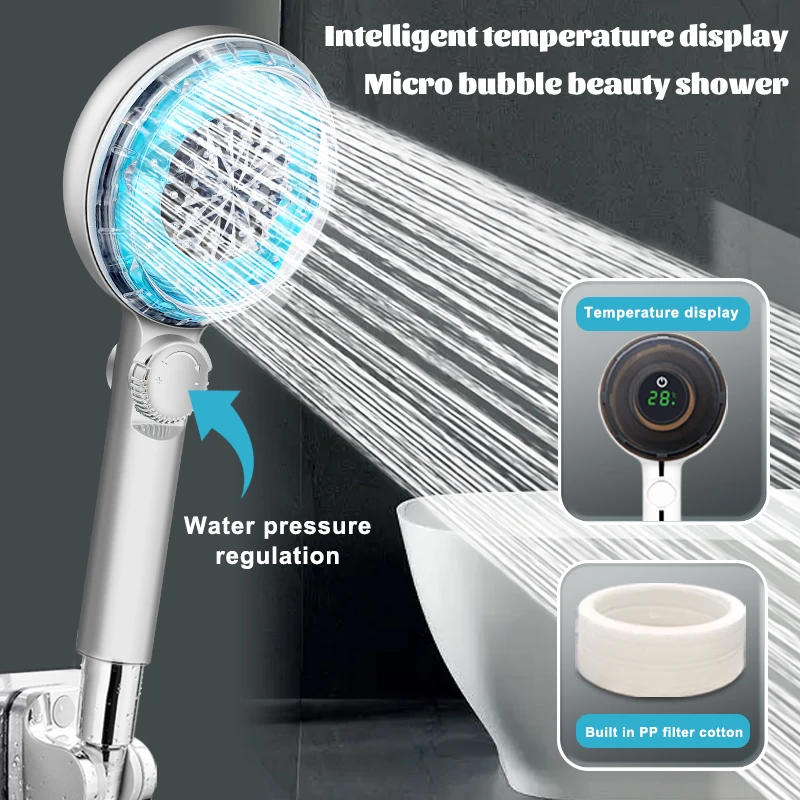 

Давление светодиодный температуры цифровой дисплей Showerhead высокого давления ручная экономия воды фильтрации душевая головка ванная комната