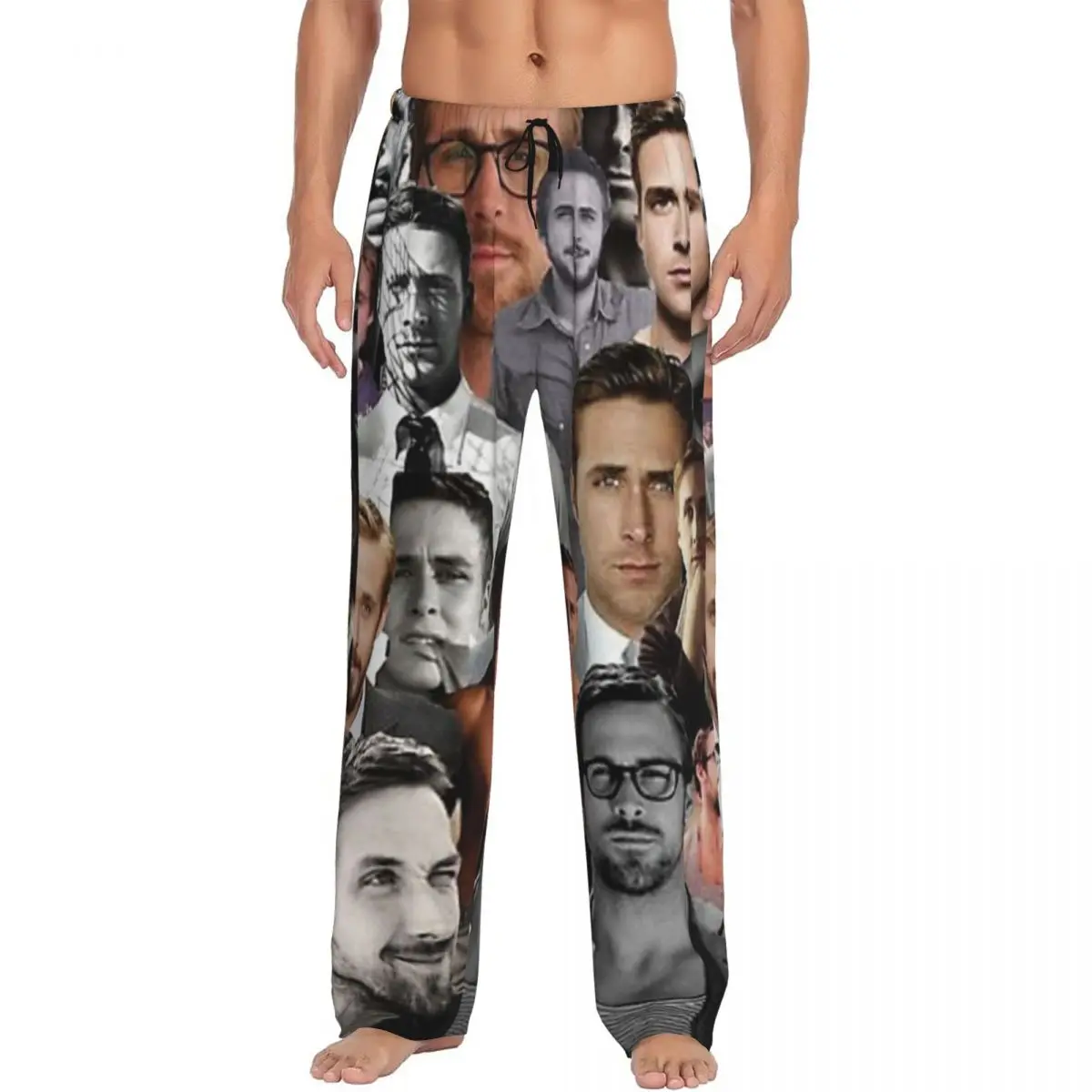 

Custom Ryan Gosling Collage Pajama Pants Men Sleepwear Sleep Lounge Bottoms with Pockets