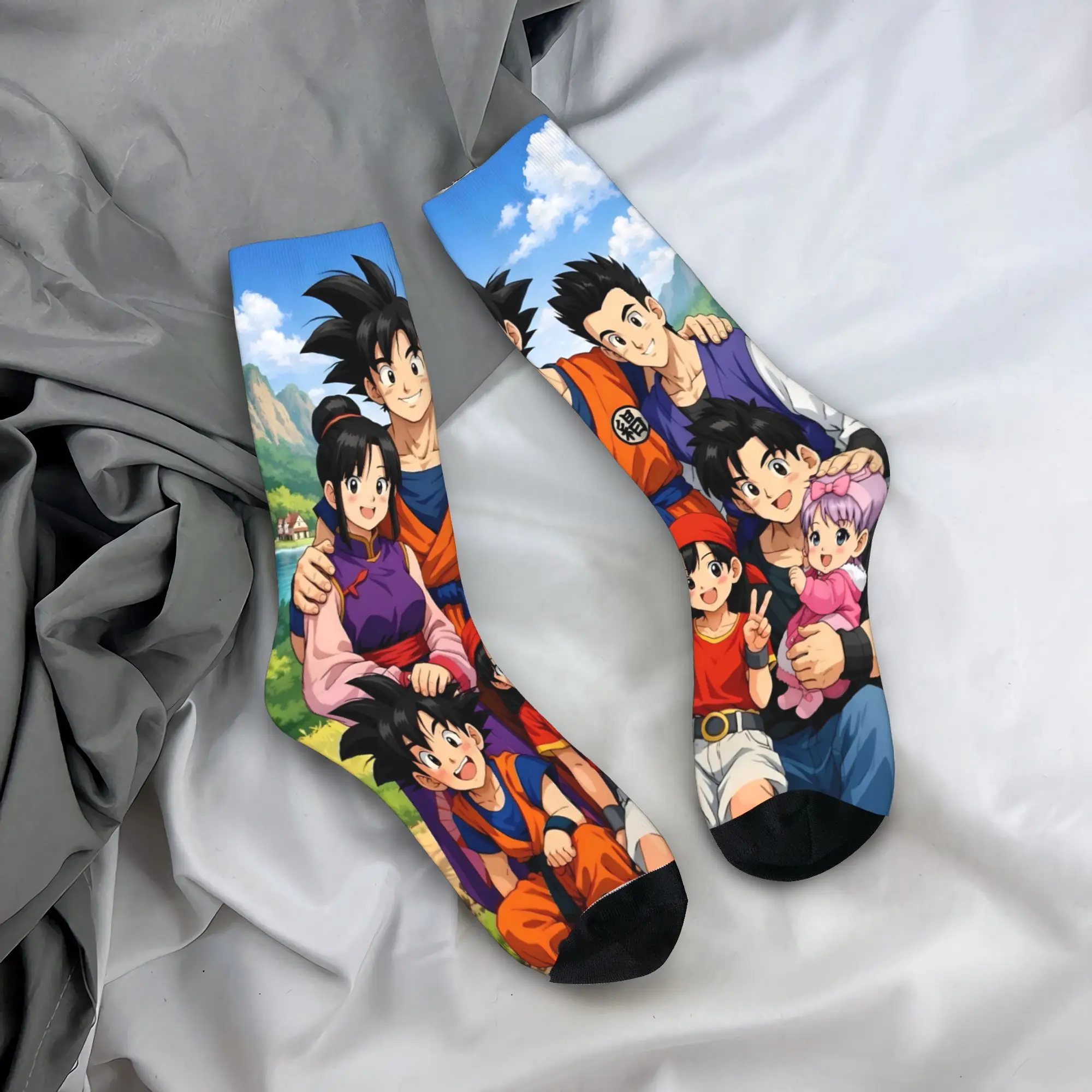 Calcetines para parejas Chibi Goku D-Dragon B-Ball, calcetines de invierno Harajuku, calcetines suaves medianos, calcetines antideslizantes estampados para deportes al aire libre