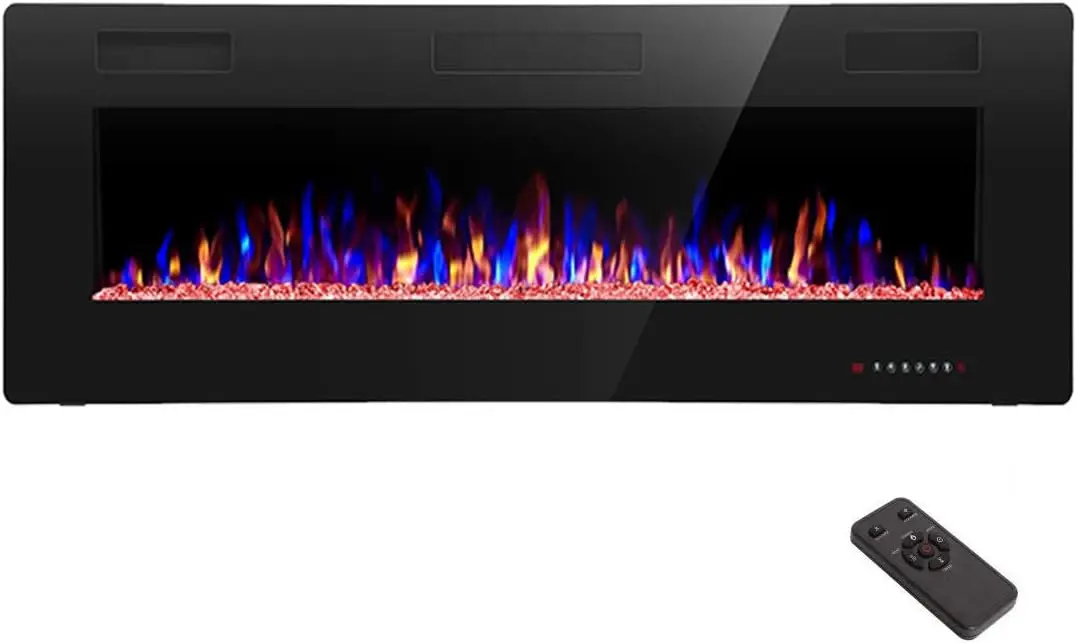 50 inch Recessed and Wall Mounted,The Fireplace Low Noise,Remote Control with Timer,Touch Screen,Adjustable Flame Colors Speed