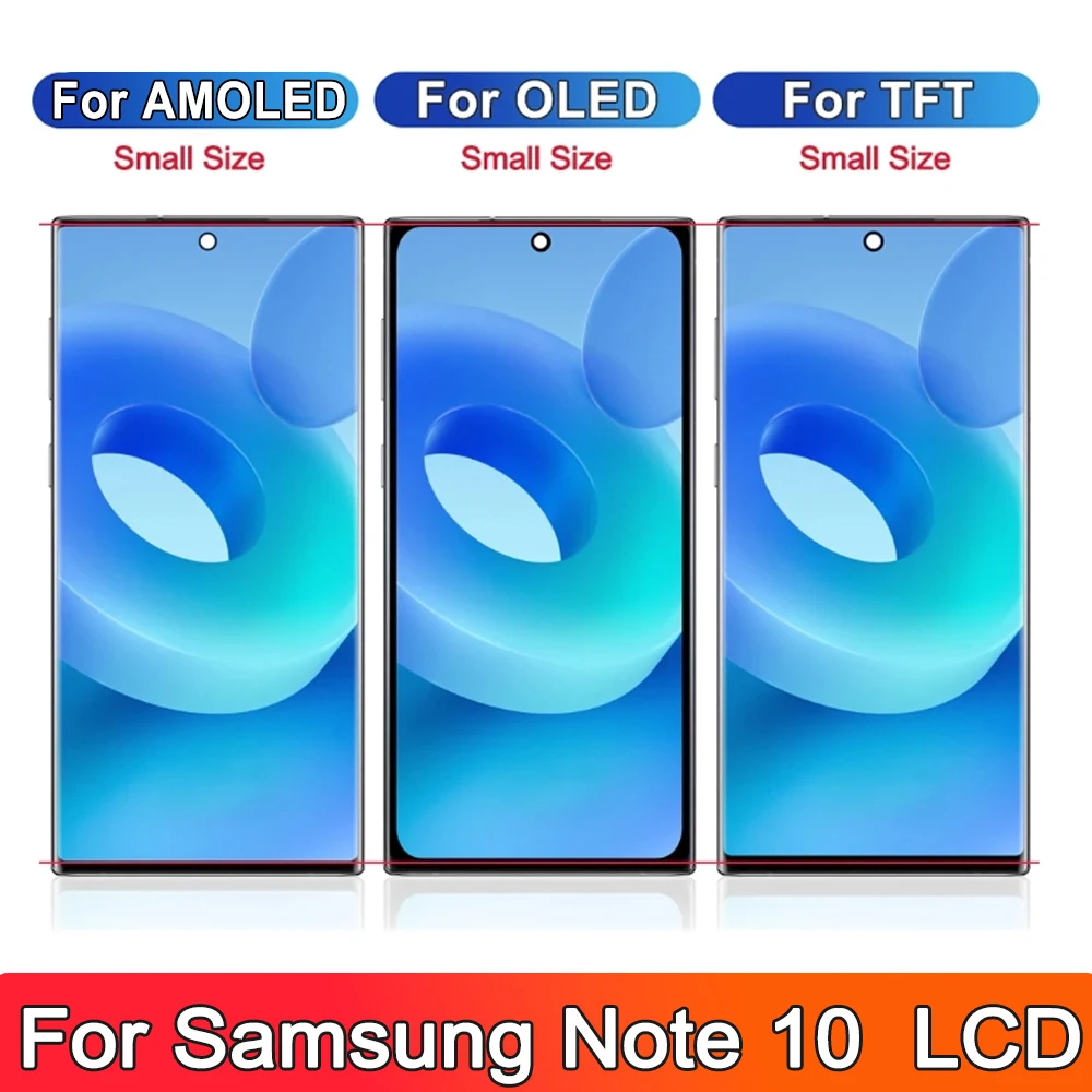 New OLED Note 10 Display For Samsung Galaxy Note 10 N970F N970 N9700 LCD With Frame Touch Screen Digitizer Assembly Replacement