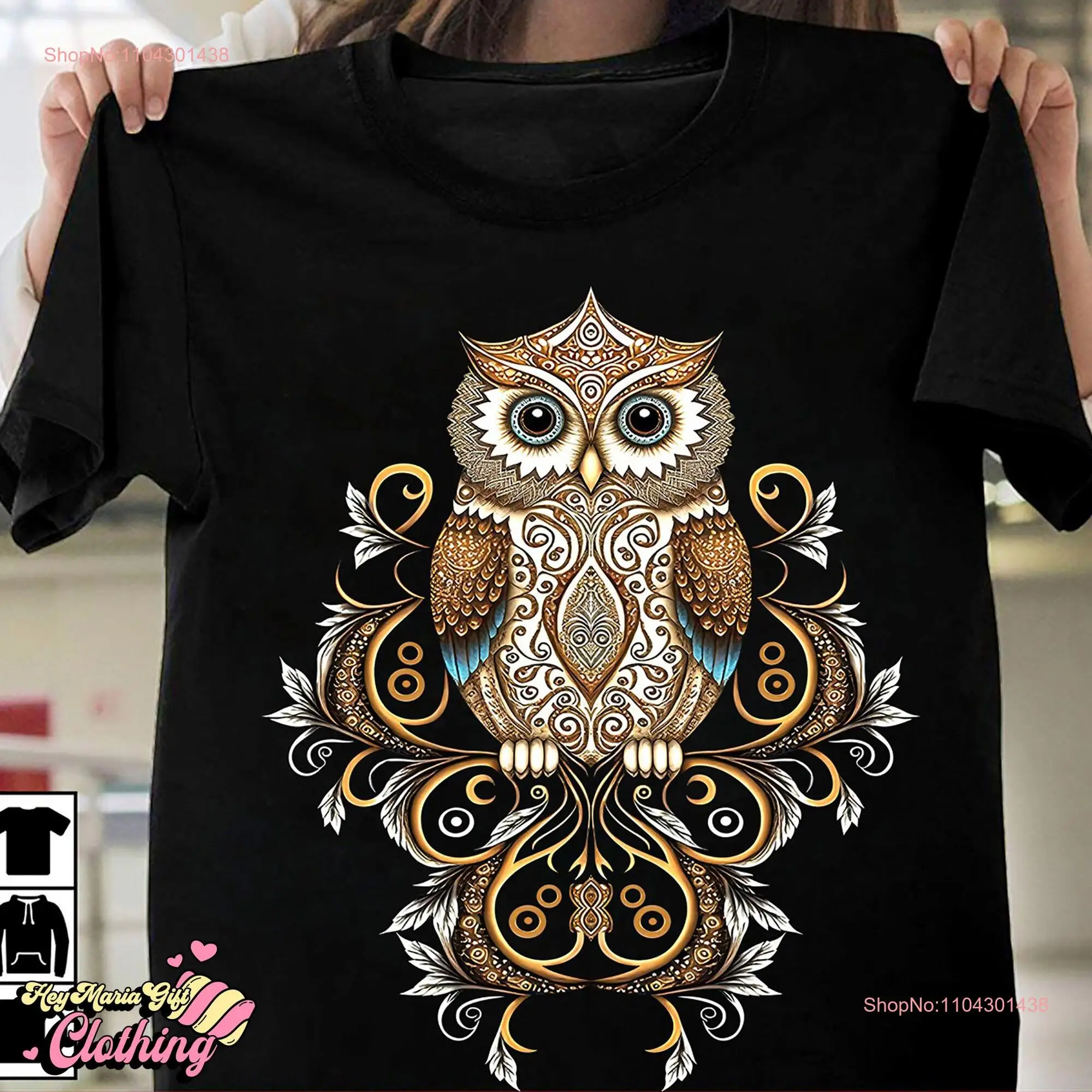 Artistic Owl T Shirt Bird Lover For Lovers long or short sleeves