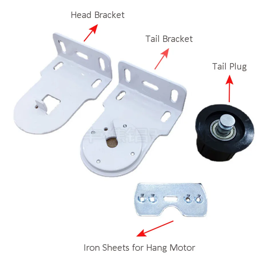 Head Bracket+Tail Bracket+Tail Plug for Dooya 45/50/55mm Grooved Tube,New Dooya Small Gap Brackets for Electric Rolling Shutter