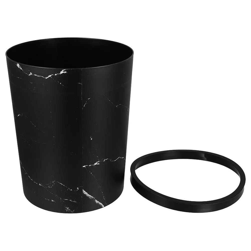 

Imitation Marble Trash Can Large Capacity Press Ring Home Office Bathroom Plastic Waste Container Garbage Bin Storage