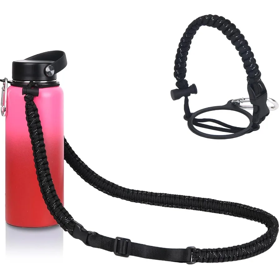 

Ручка из паракорда с регулируемым плечевым ремнем, совместимая с бутылками с водой с широким горлышком, спортивные аксессуары для бутылок с водой для меня