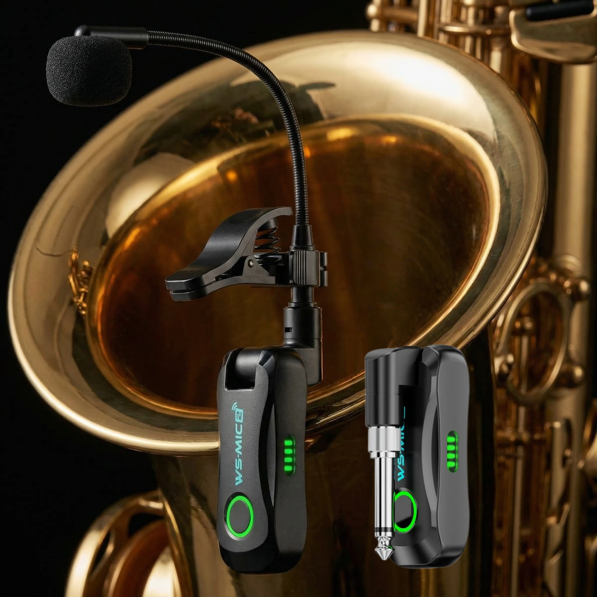 Miwayer WS-MIC2 360° Adjustable Clip Wireless Instrument Microphone 2.4G Auto Pairing Anti-interference for Saxophone Violin