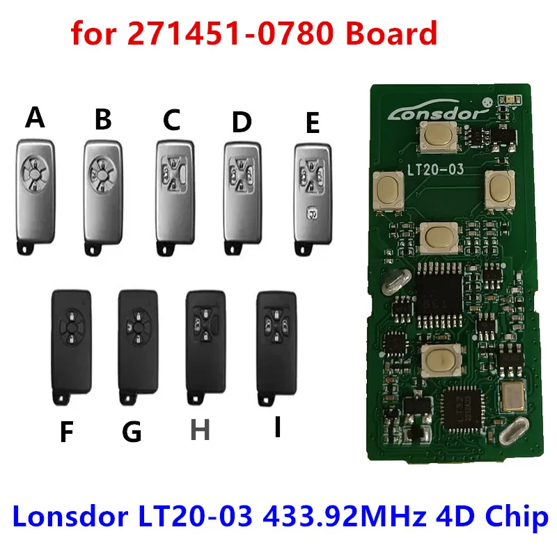 Lonsdor LT20-03 433.92MHz Smart Keyless Go Remote Key PCB with 4D Chip for Toyota Alphard 2006-2016 Board Number 271451-0780