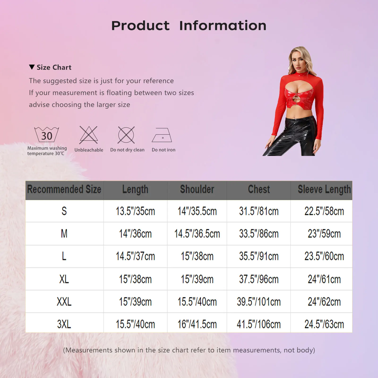 Womens Glossy PU Leather Latex Crop Top Sheer Mesh Long Sleeve Chest Hollow-Out Blouse Wet Look Pole Dance Raves Party Clubwear